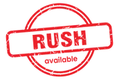 "Rush Available" sticker.