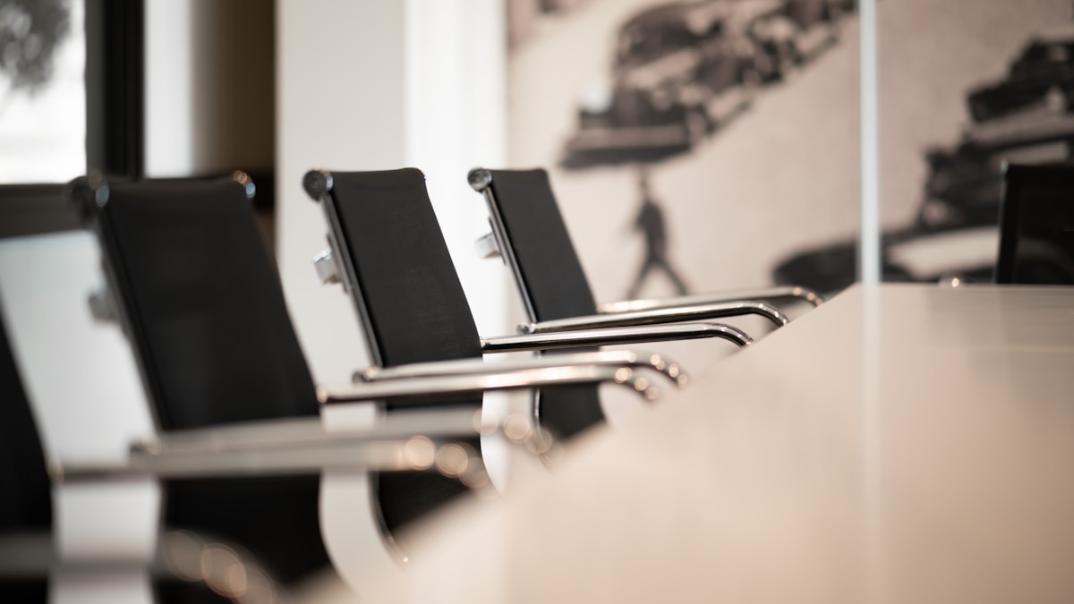 Conference room prepared for a client meeting