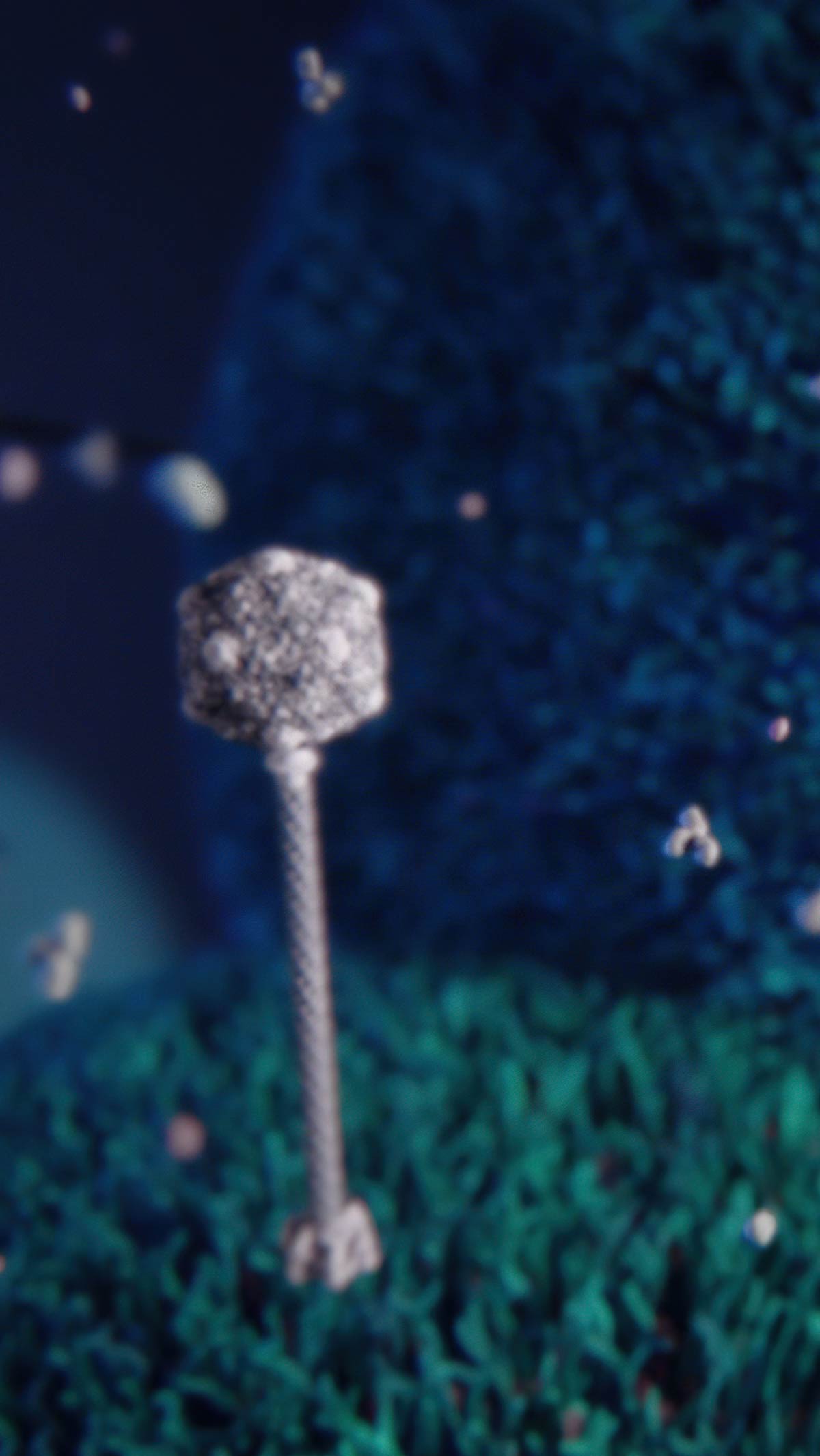 Bacteriophage approaching bacterial cell