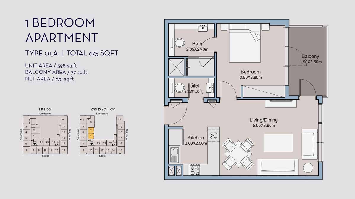 Millennium Talia Residences Floor Plan 1 BR