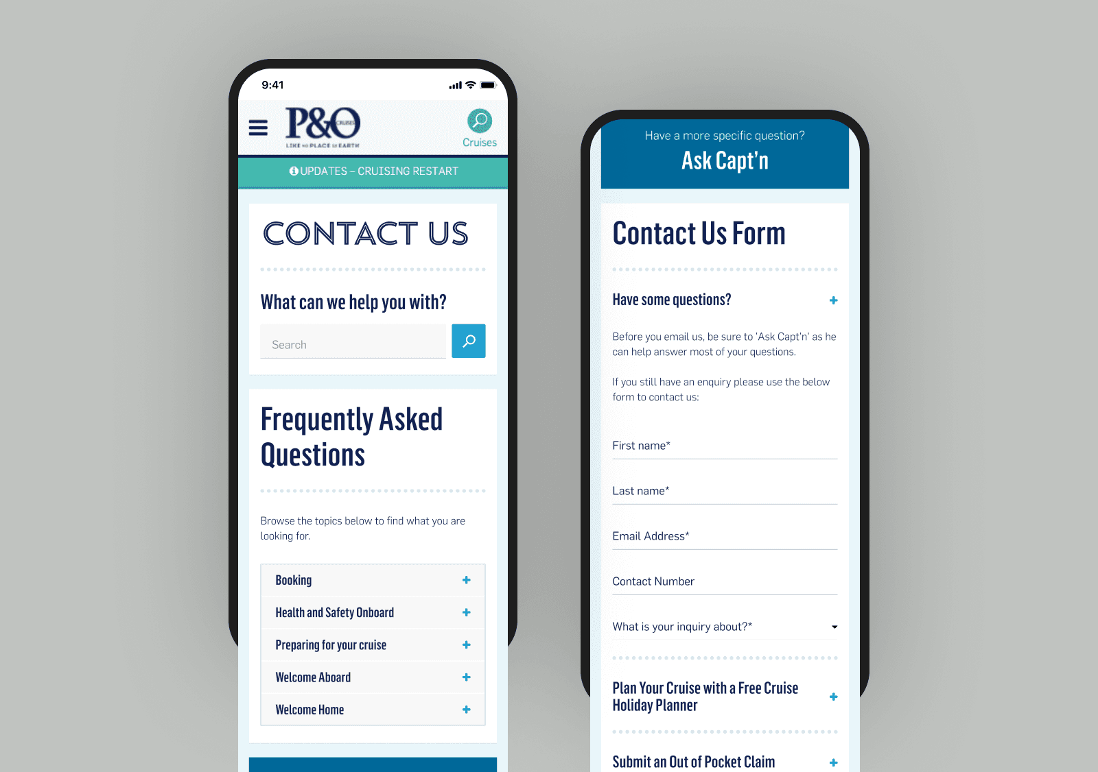 Mobile screens of concept 1