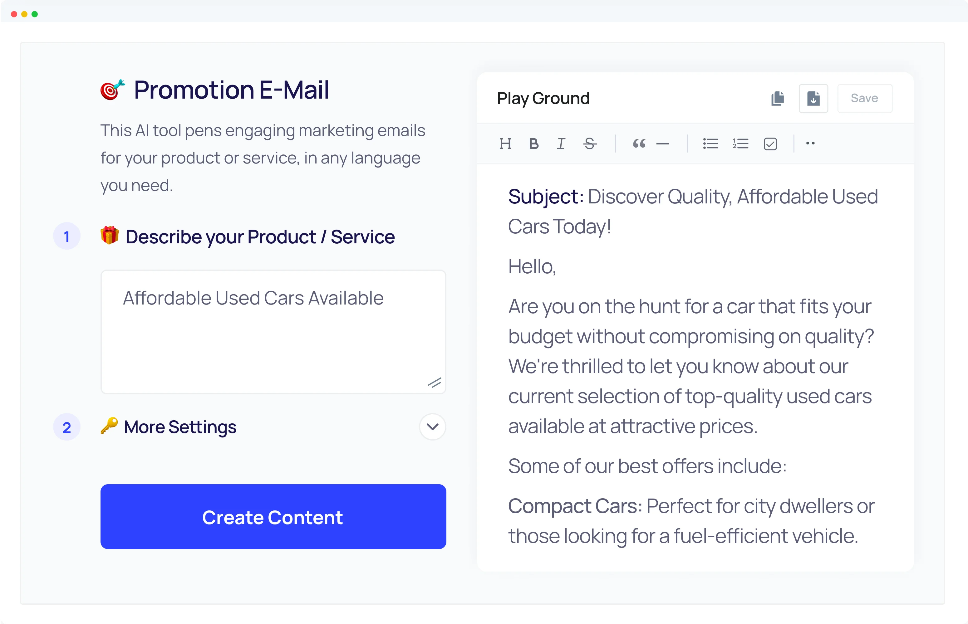 Promotional Email Generator Example -6