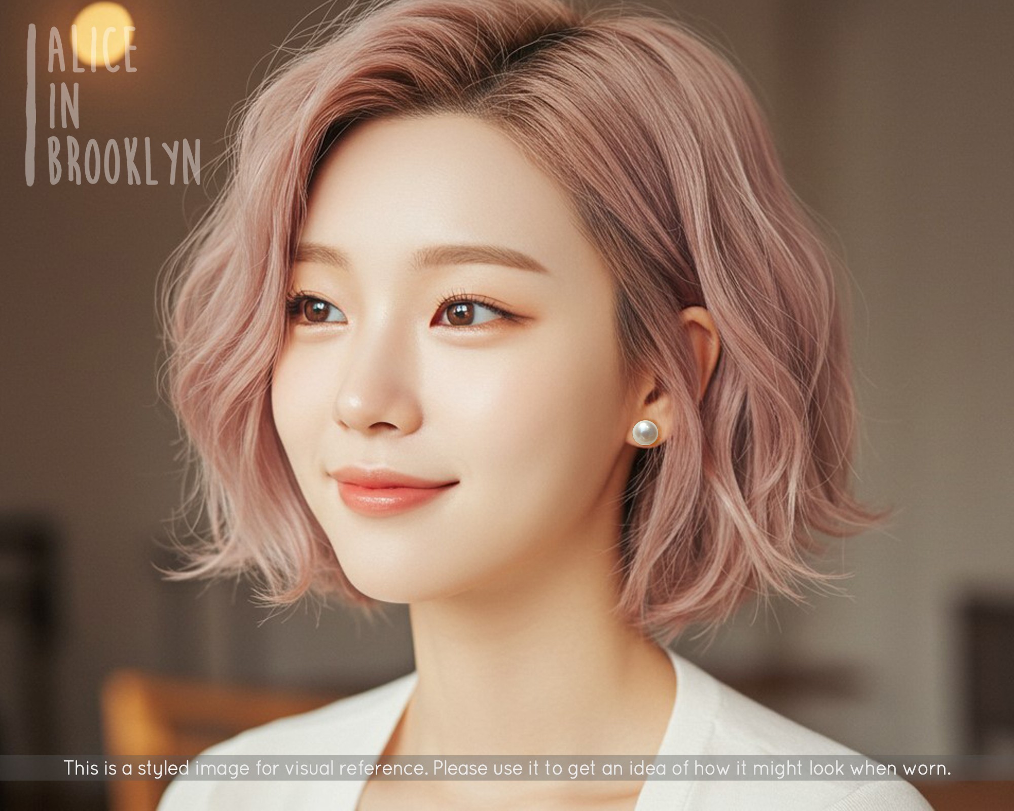 Wearing white pearl stud earrings clip-on