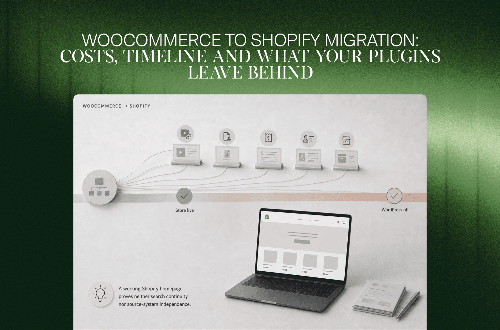 WooCommerce-Plugins auf einen neuen Shopify-Shop am Laptop übertragen, vom Livegang bis zur Abschaltung von WordPress