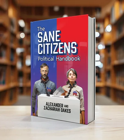 Book cover design for a political book on voting systems, featuring bold and impactful graphics