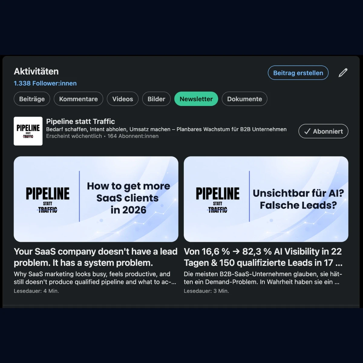 LinkedIn Newsletter Aufbau