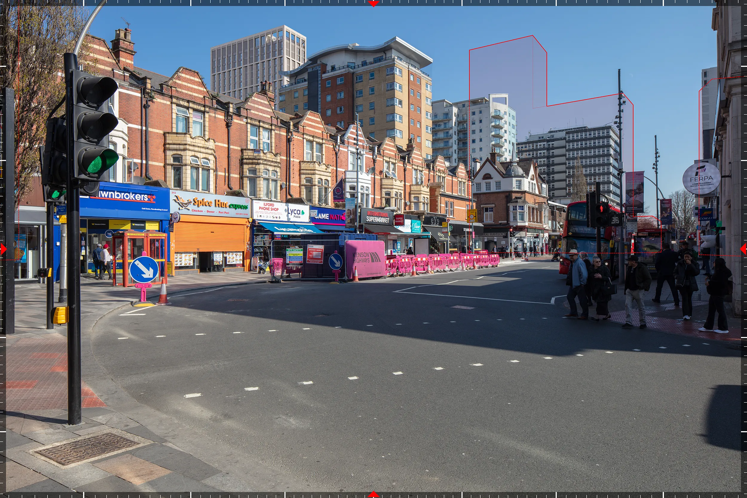 AVR3 fully rendered planning visualisation from High Road at Clements Road junction showing the completed design.
