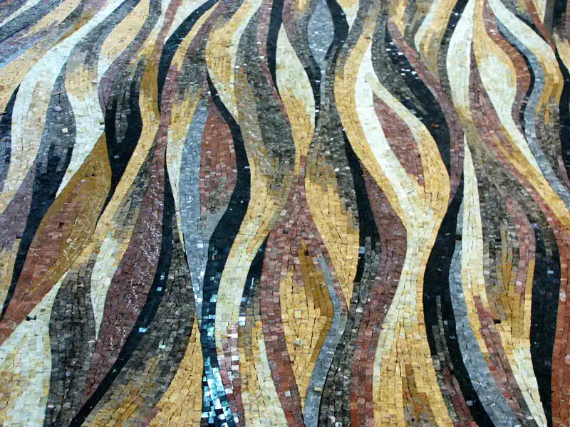 The Wave — marble mosaic tile backsplash, hand-cut marble by Mosaiclegs Art Studio