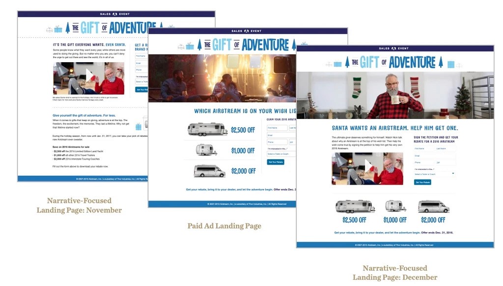 AIrstream campaign landing pages designed by Bart Fish