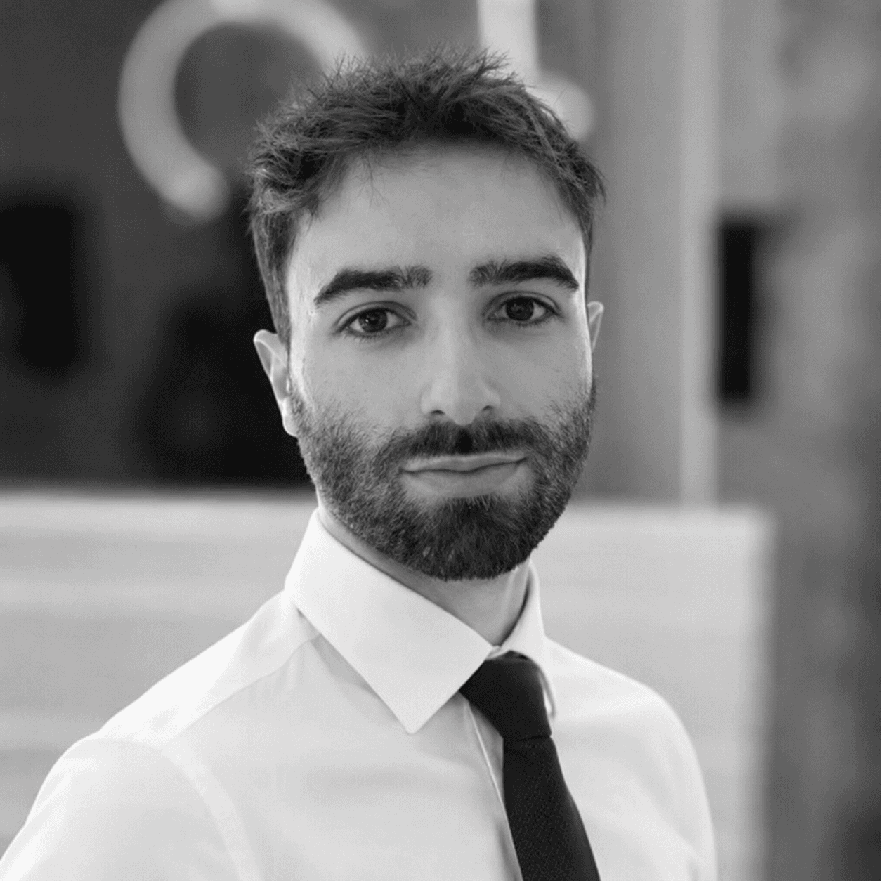 grayscale photo of man
