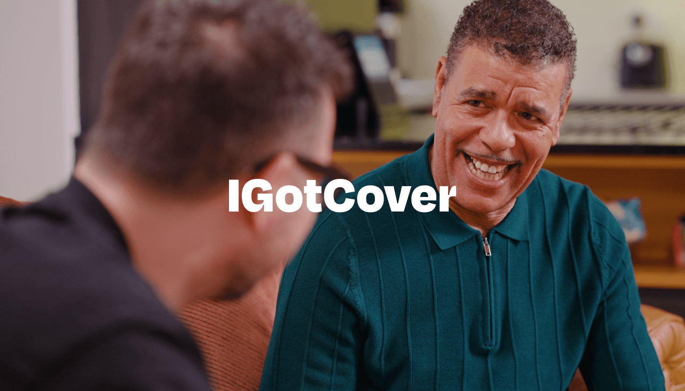 I Got Cover logo on a photo of Chris Kamara