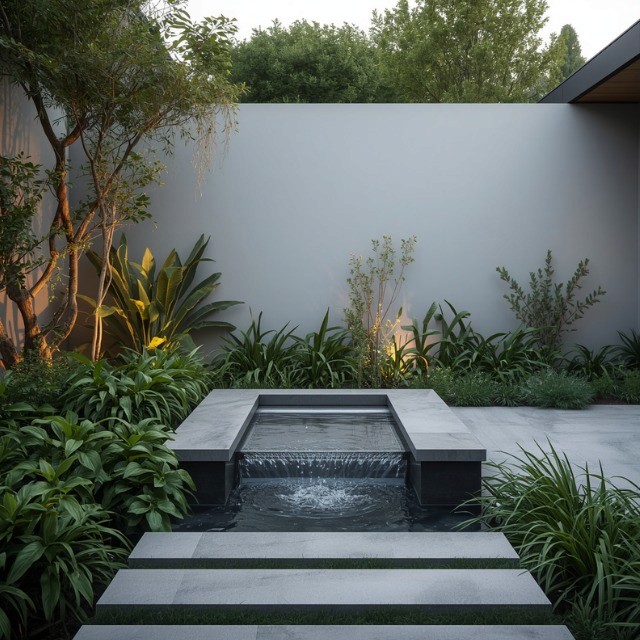 Beautiful landscaped garden with greenery and outdoor design elements.