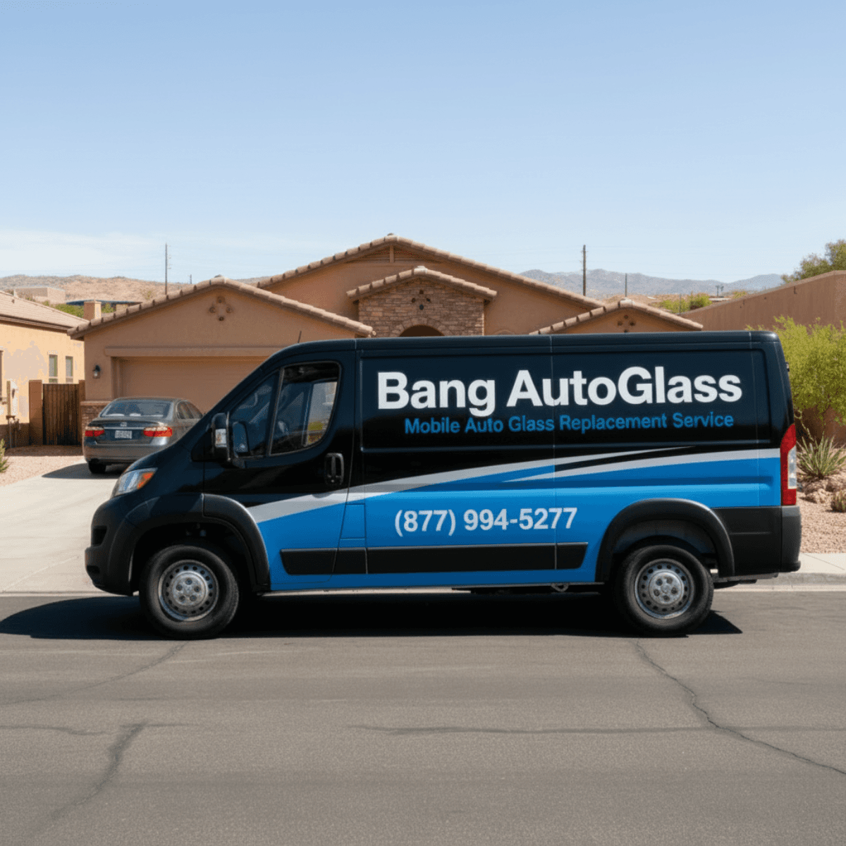 Bang AutoGlass service van delivering convenient at-home windshield replacement to a Florence, AZ customer