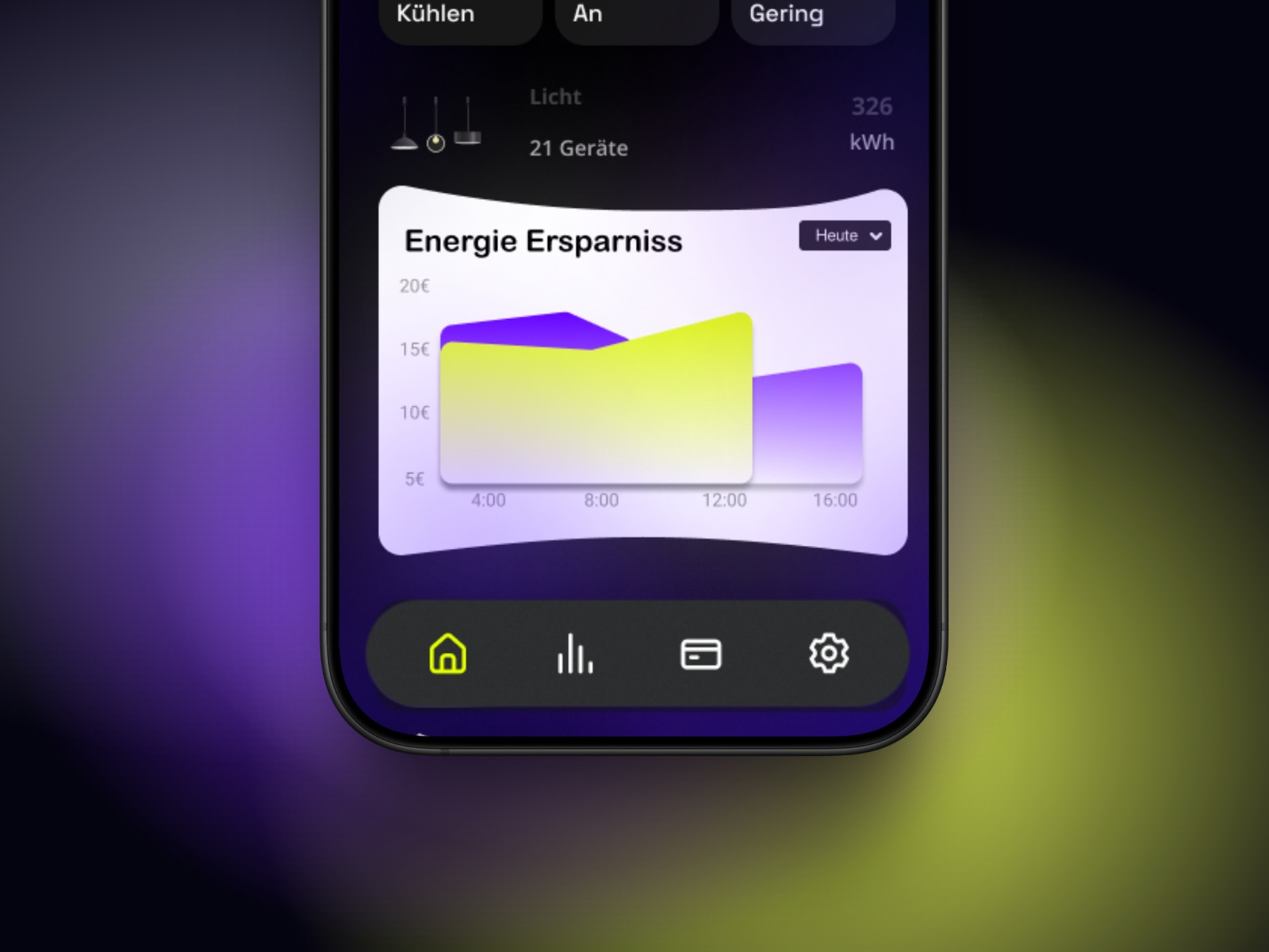 App-Mockup für ein Smart Home Projekt