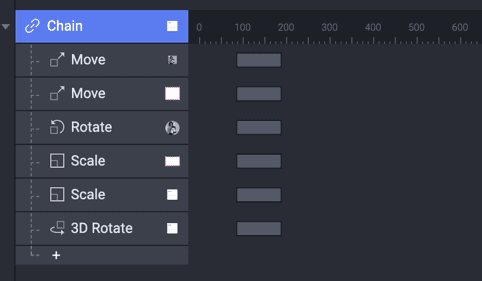 Screenshot of chain feature in ProtoPie Studio