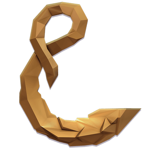 The golden tail of the dragon protruding from the footer.