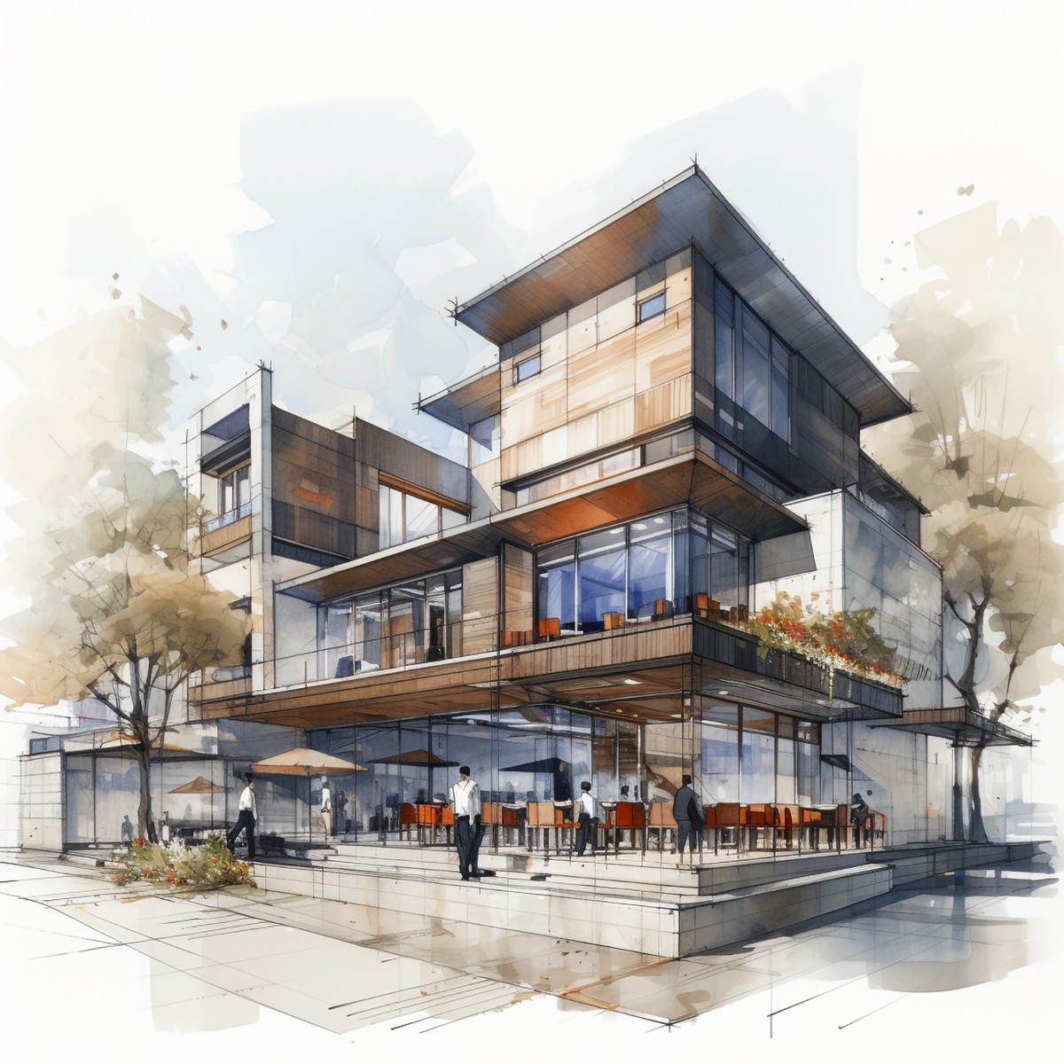 Скетч архітектурного проекту комерційного об'єкту виконаний спеціалістами архітектурного бюро S13