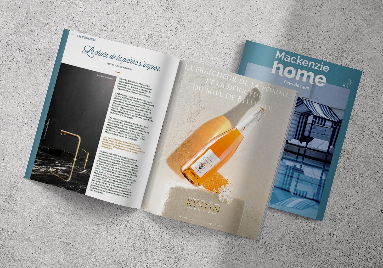 Magazine Mackenzie avec en pleine page une photo d'un cidre Kystin