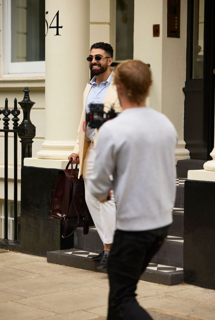 Woman with black tape on her face