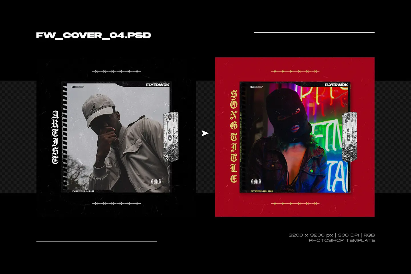 Red and black cover design templates volume one featuring urban photography and gothic font styles