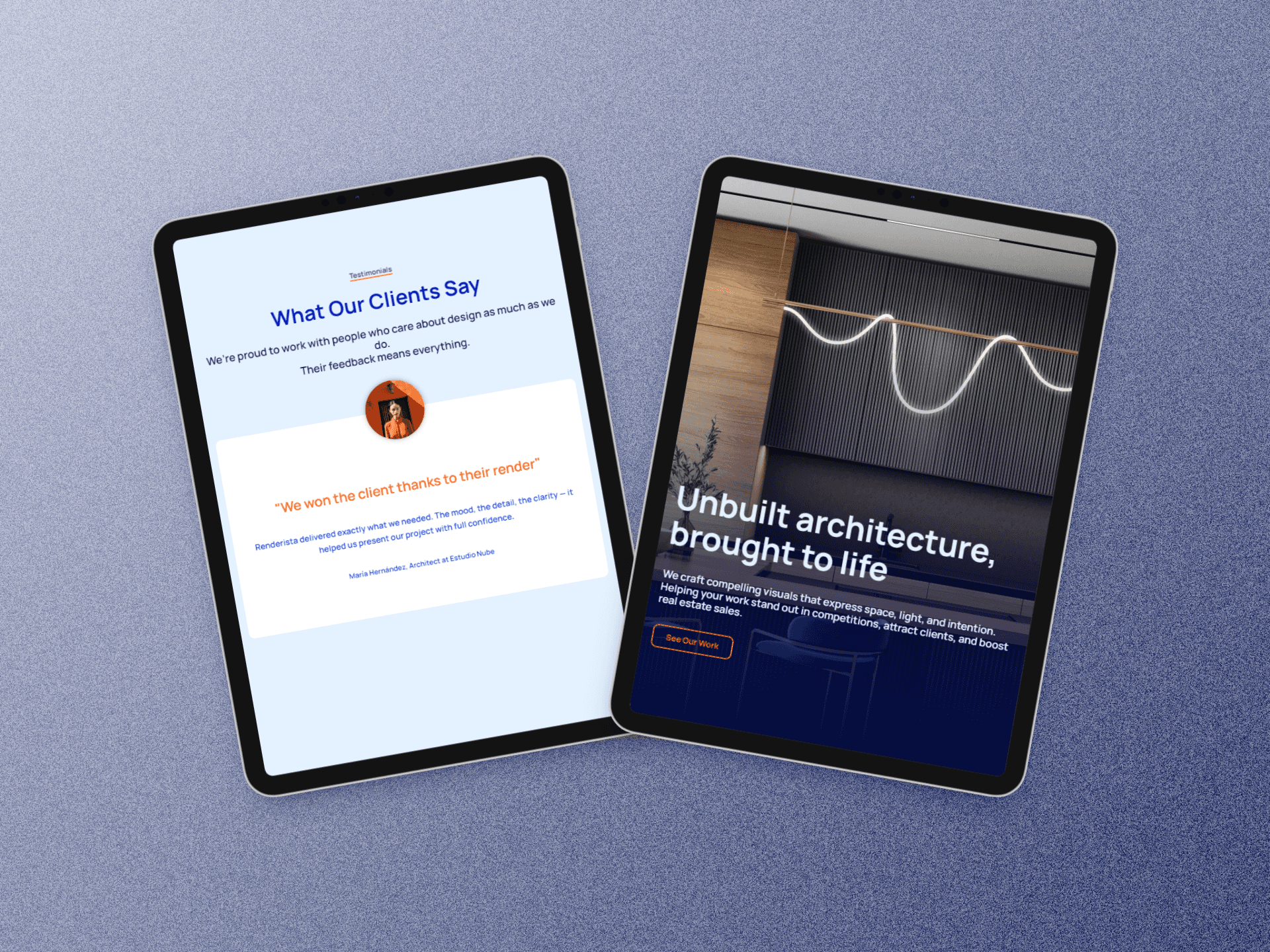 2 iPads displaying the resposiveness of the Compadre website