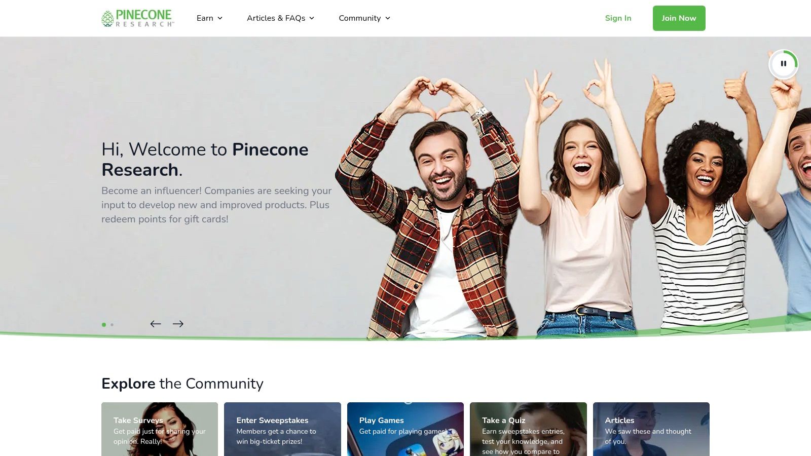 Pinecone Research welcome screen on a laptop.