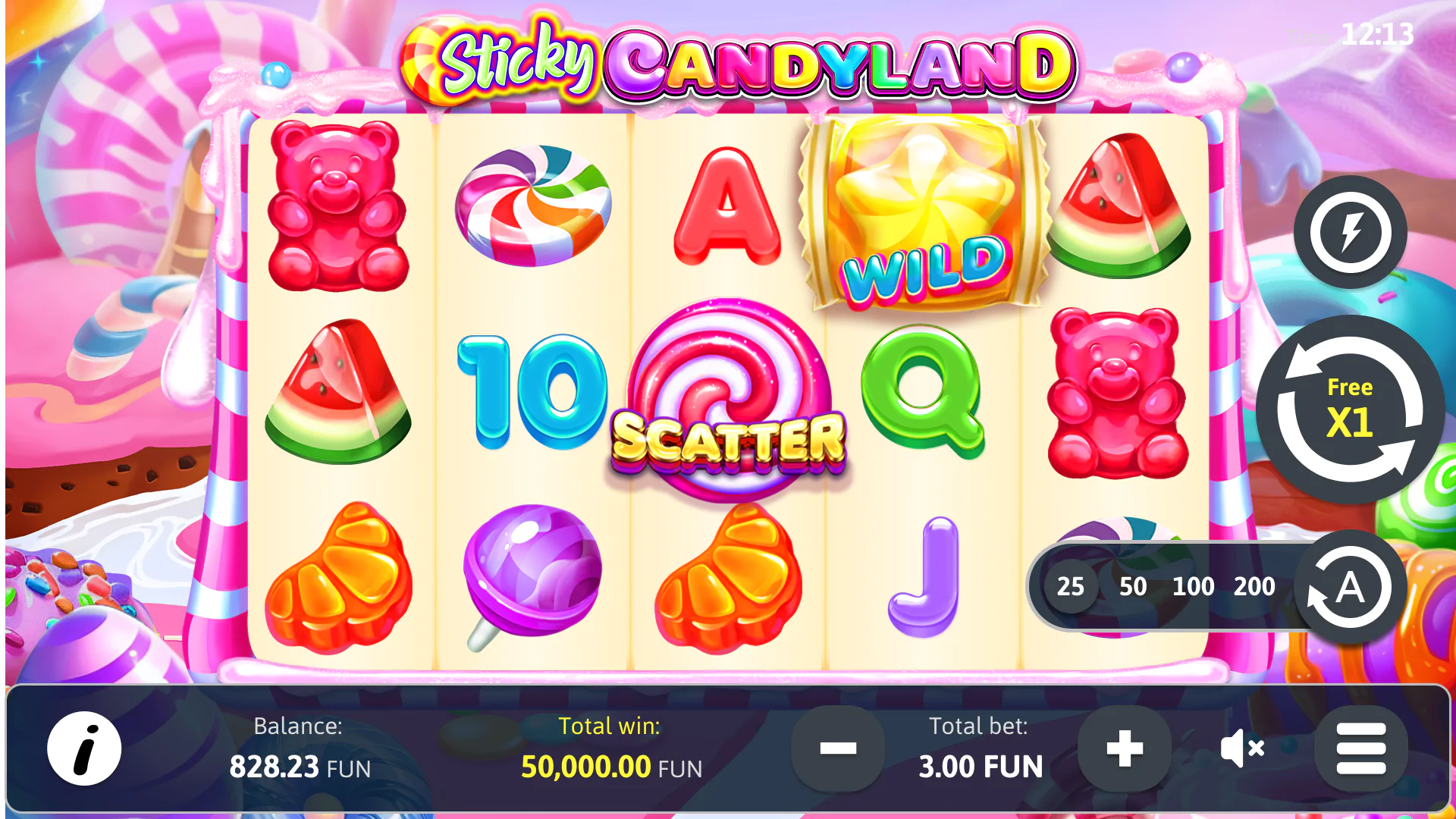 Sticky Candyland - ecran de jeu officiel Trusty