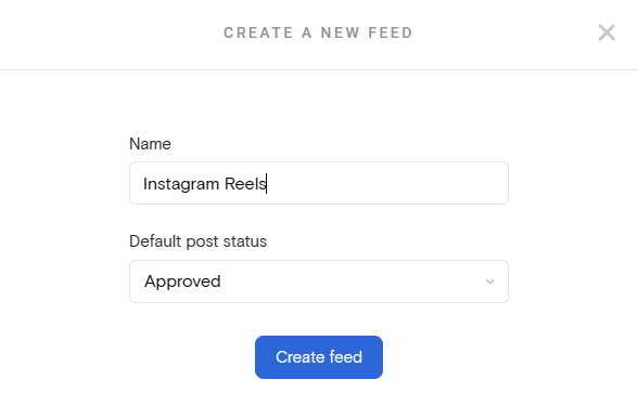create new feed to embed instagram reel