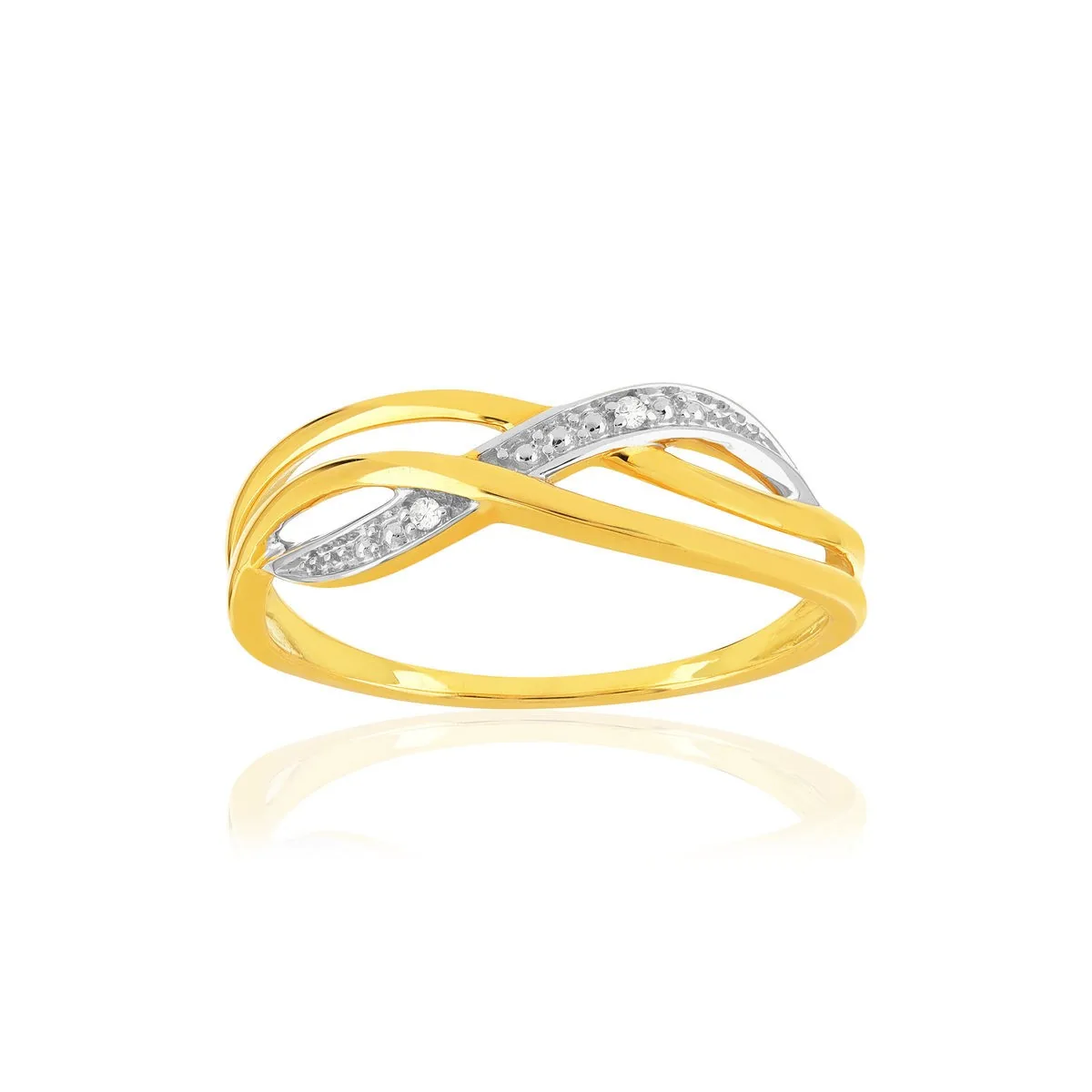 Bague en deux ors 375 sertie de diamants