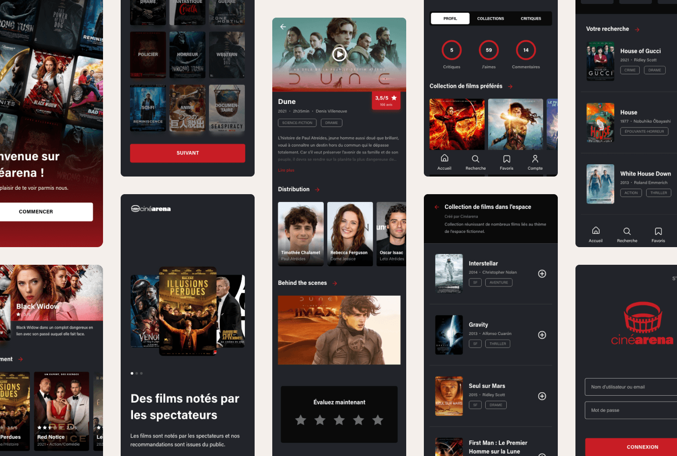 Écran de l'application