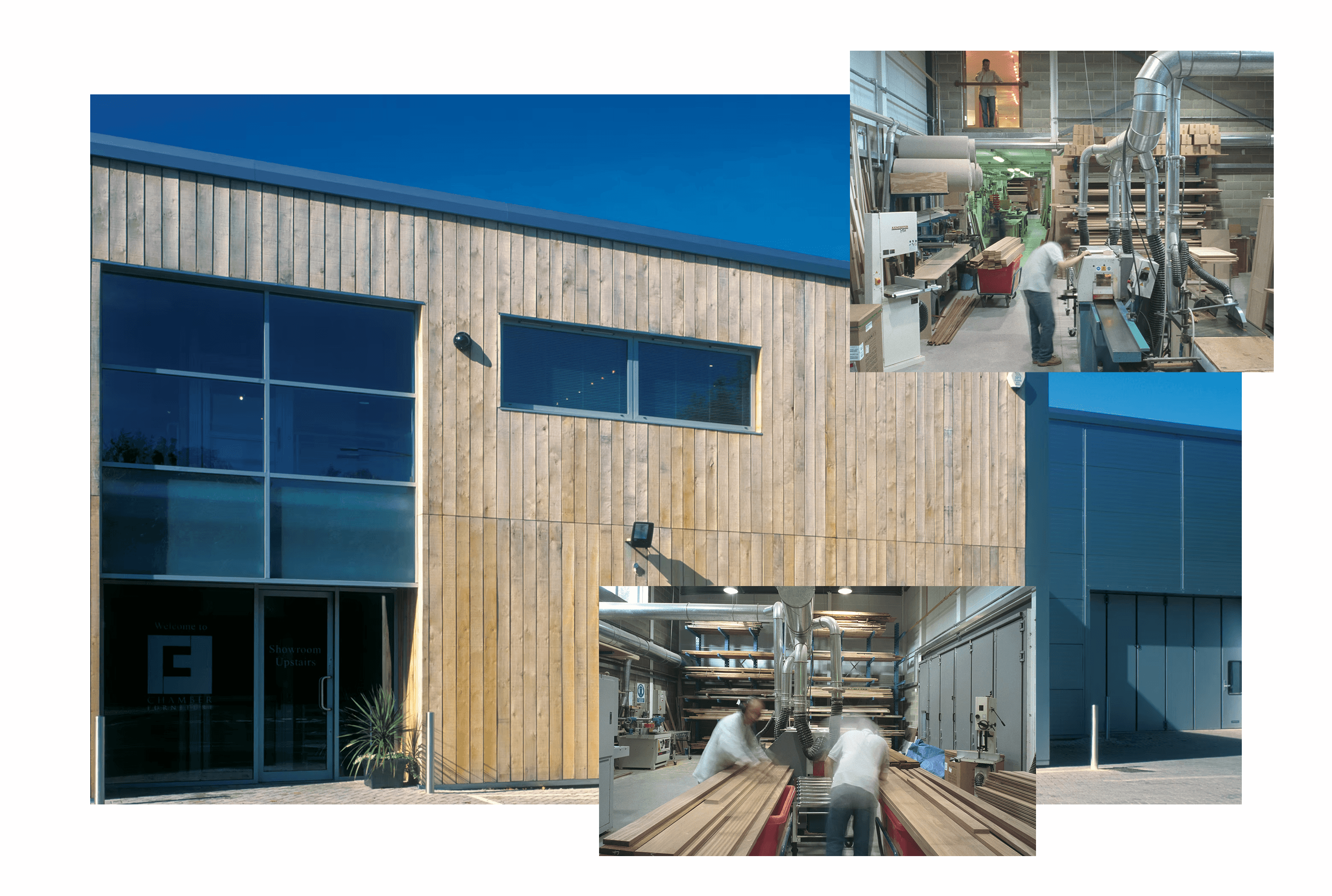 A view of the outside and inside of our new showroom and workshop built in 2004