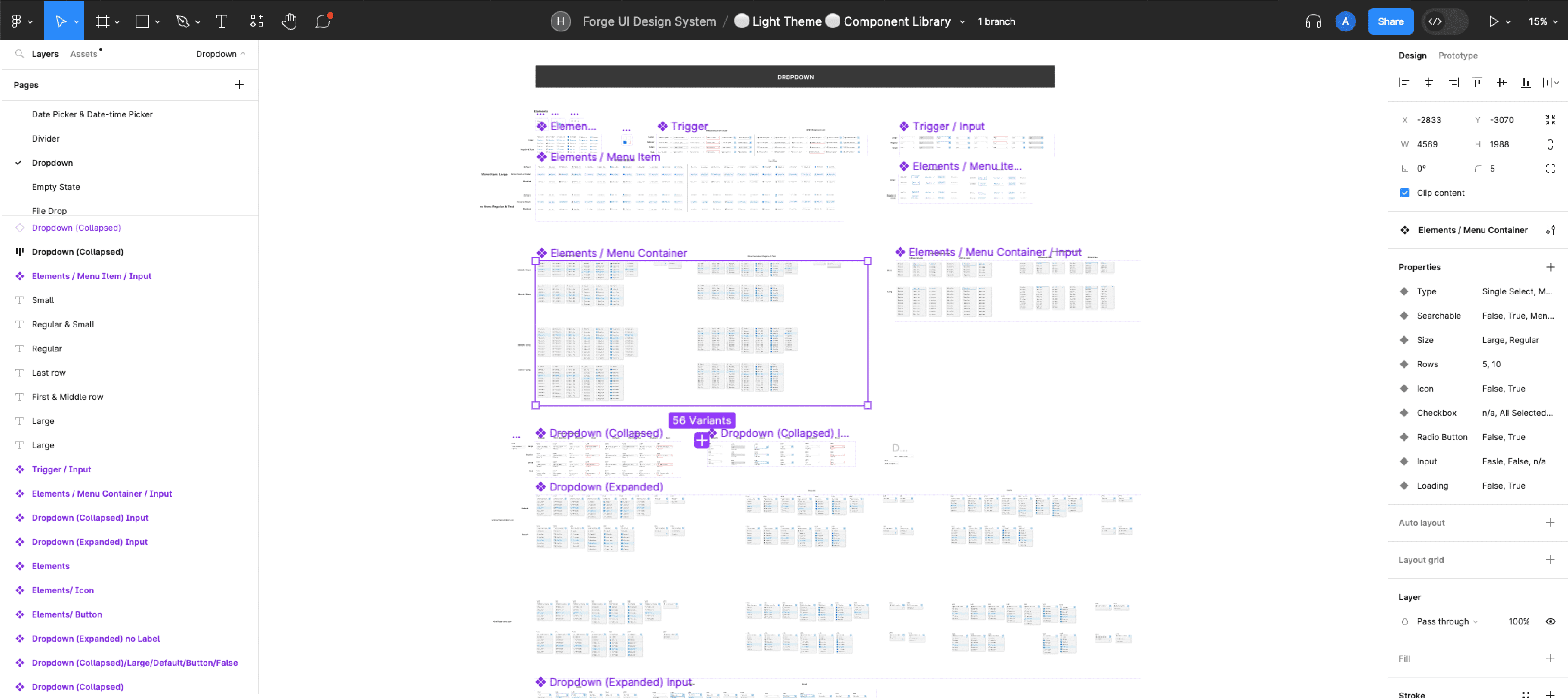 Dropdown UI component in the 1.0 Forge UI design system