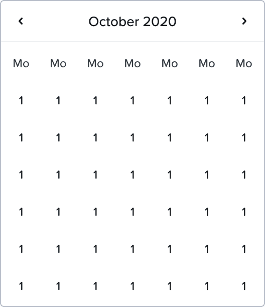 Examples of calendar showin a month view