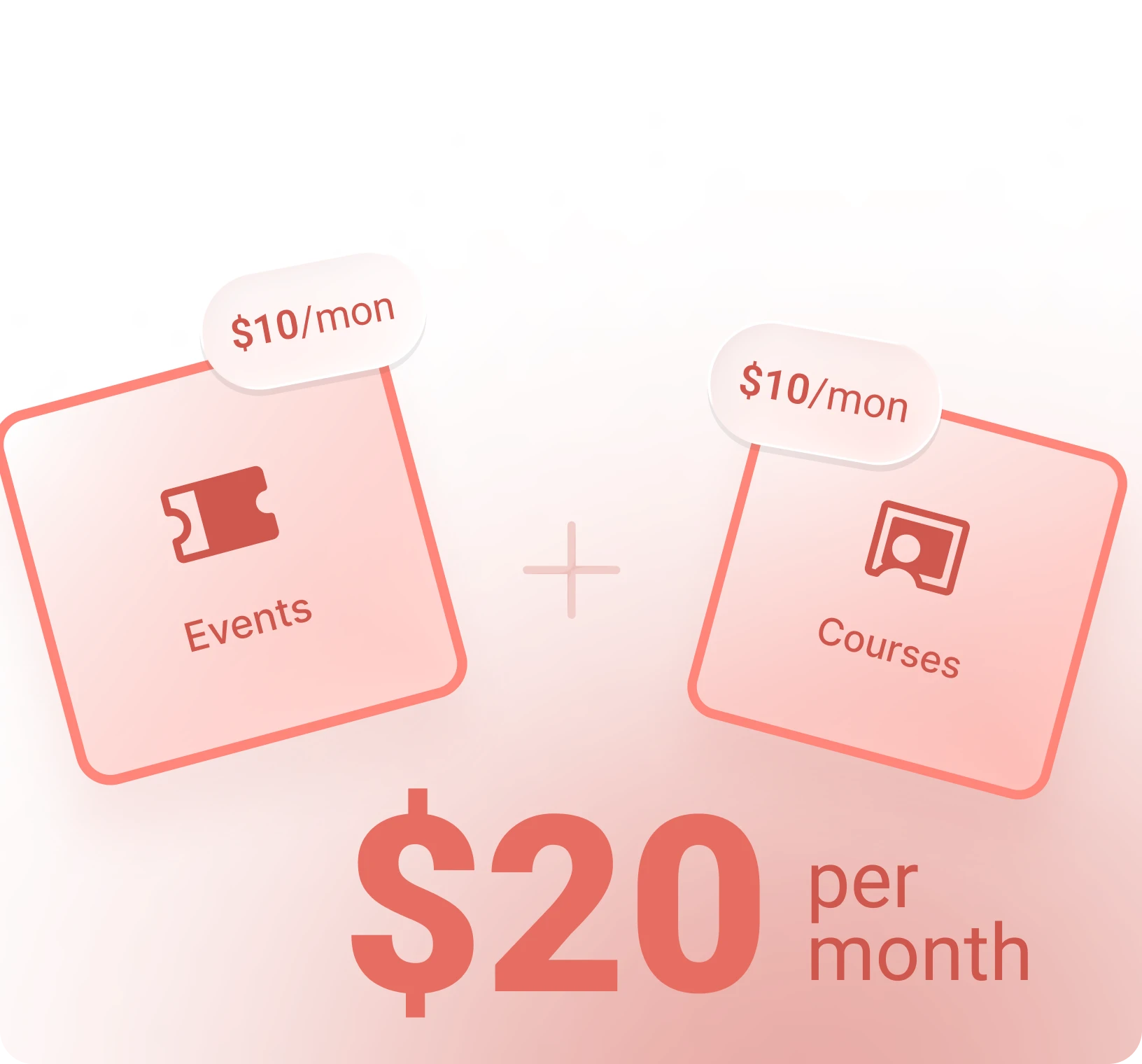 Usage-based pricing showing modular features like events and courses billed separately, illustrating pay only for the tools your community needs.