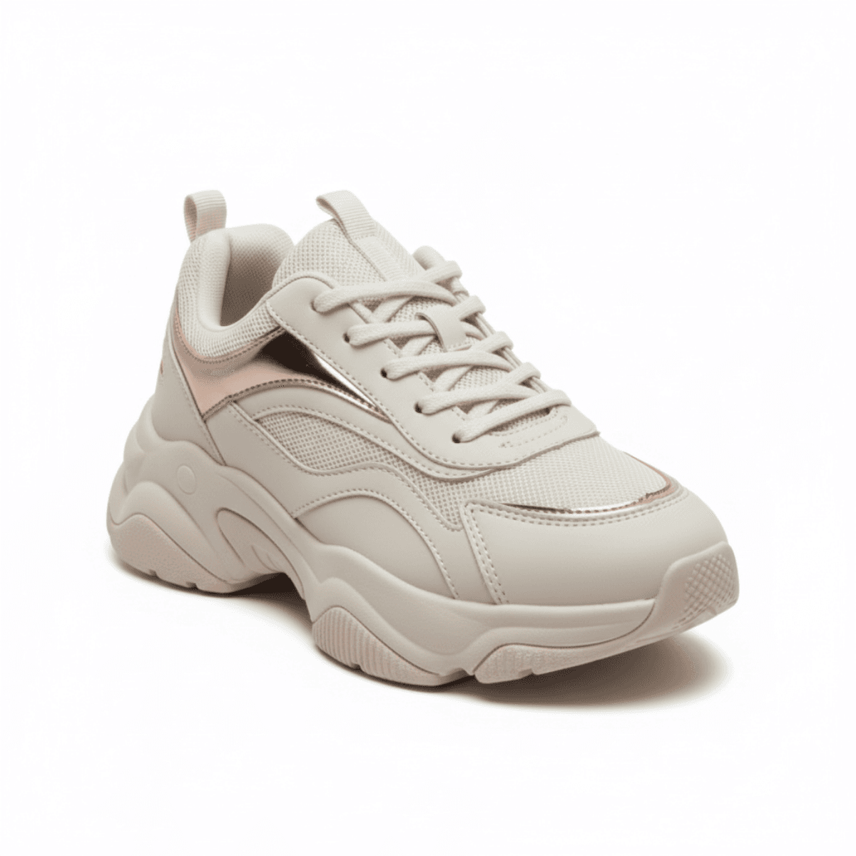 Off-white Corbell Nova Edge women's sneaker with chunky sole and rose gold accents.
