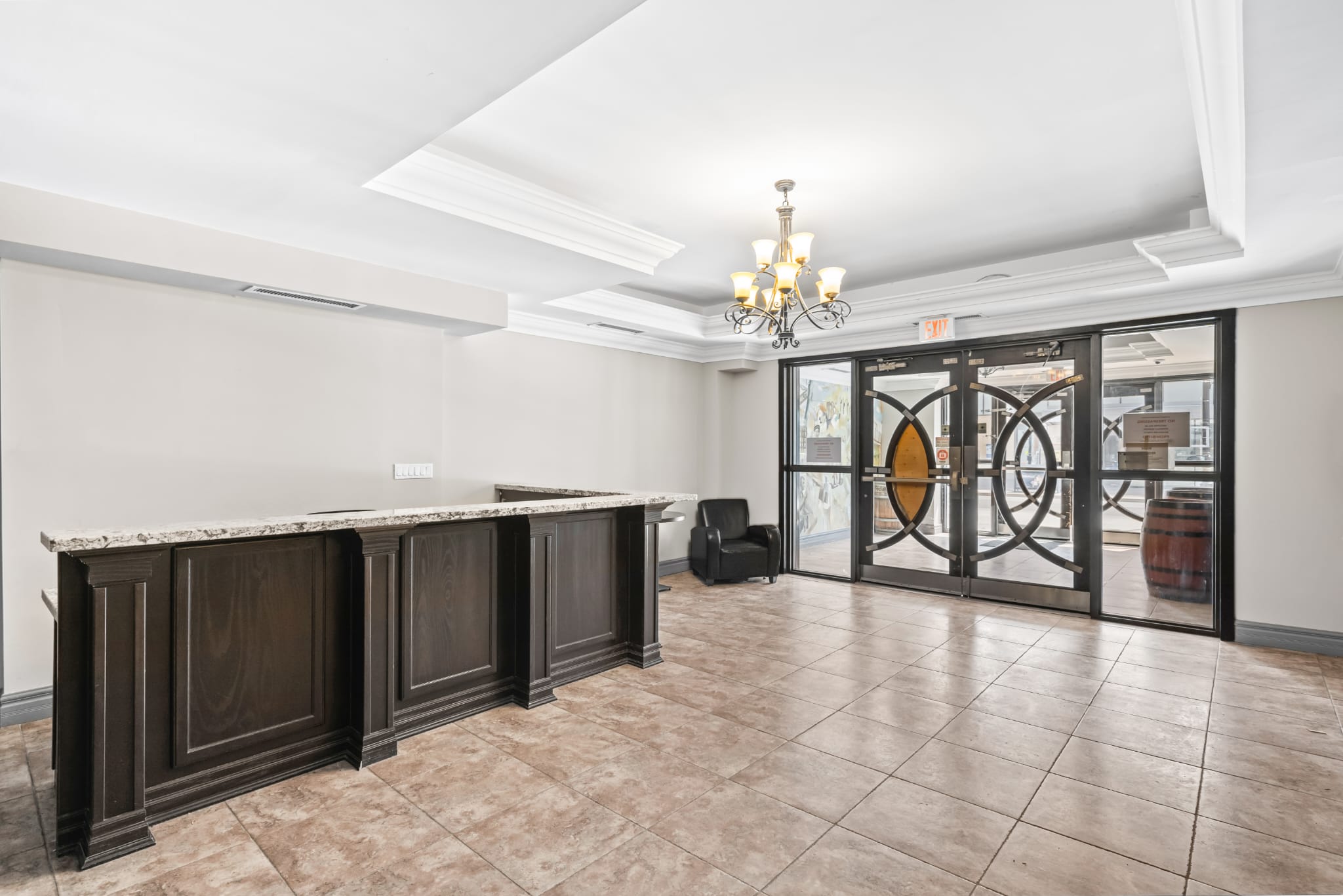 Cleaned building lobby