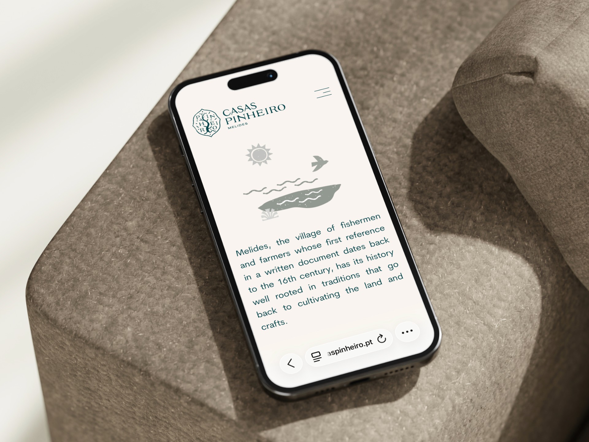 an image showing the website on a iphone for new villas on the south coast of Portugal