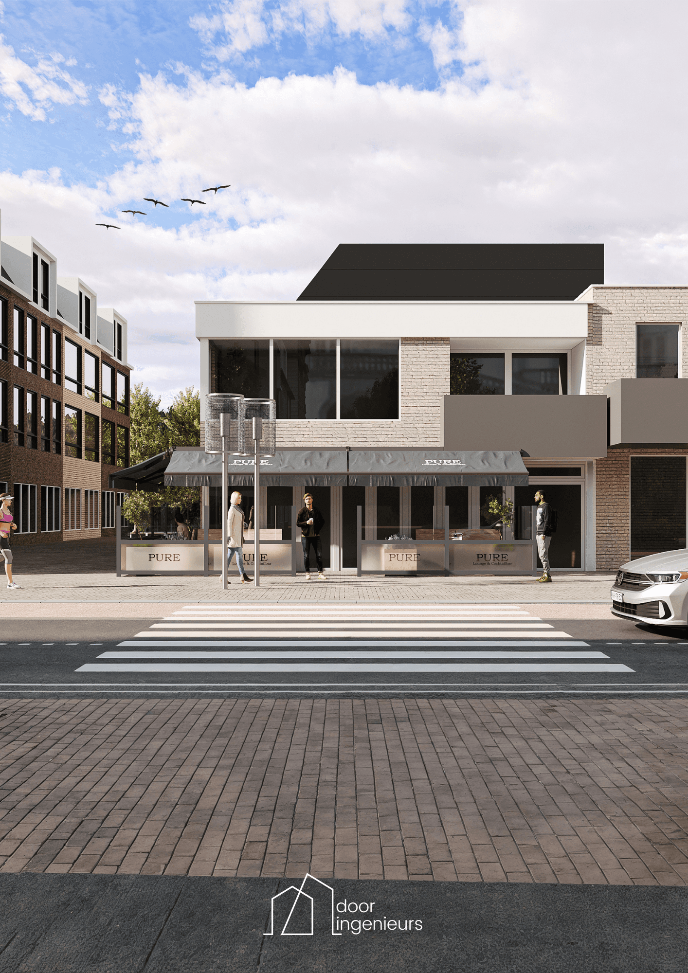 Nieuw horeca terras met overkapping en windschermen