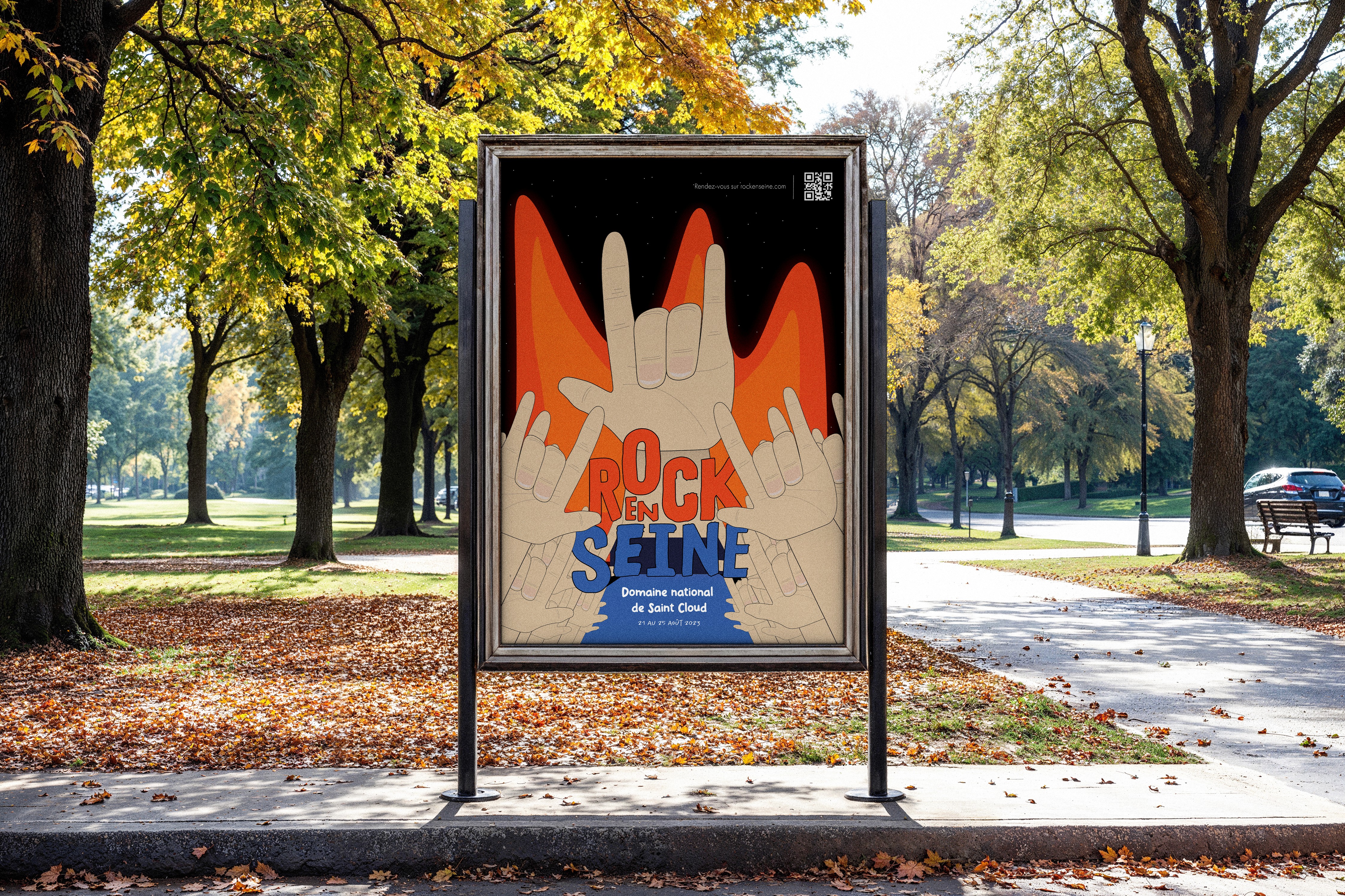 Affiche Rock'En'Seine dans un parc