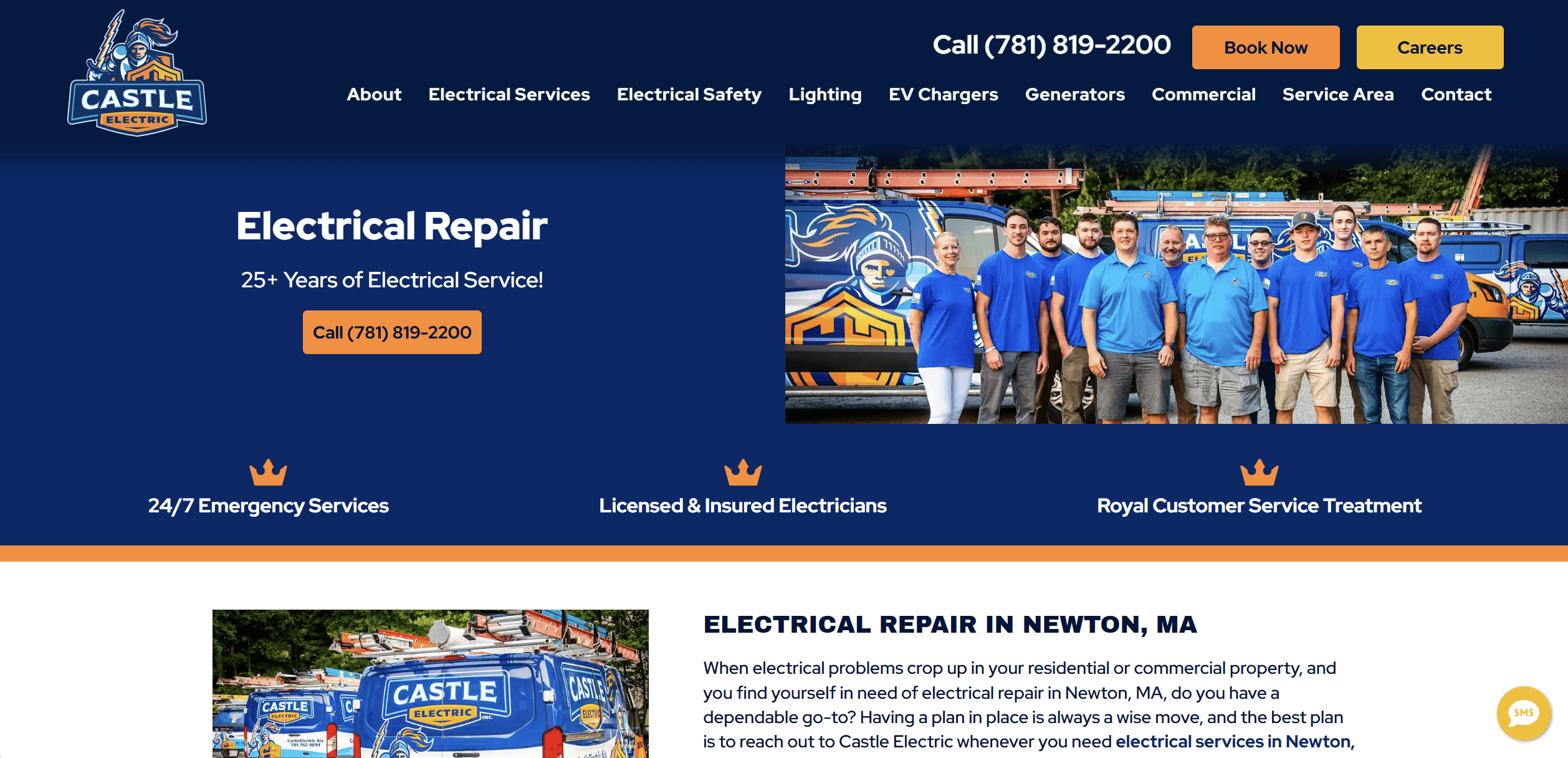 landing pages on services of an electrician website