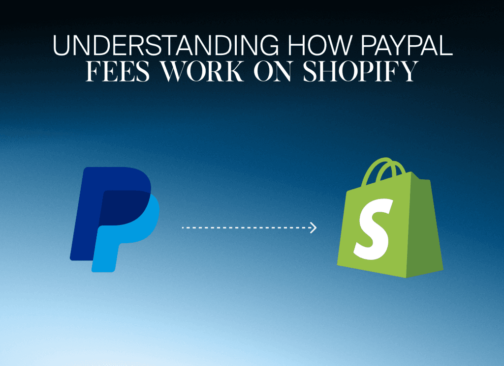 PayPal-Logo mit Pfeil zum Shopify-Logo, zur Erklärung der PayPal-Gebühren bei Shopify