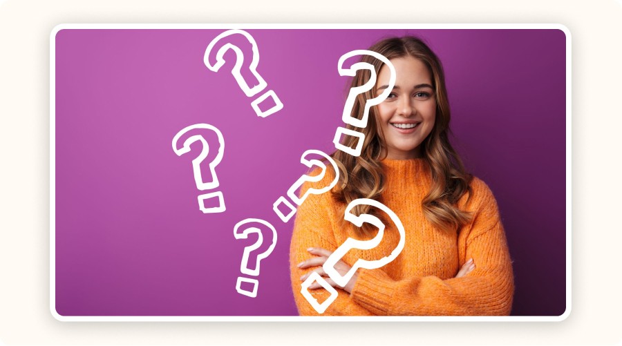 Woman with question marks