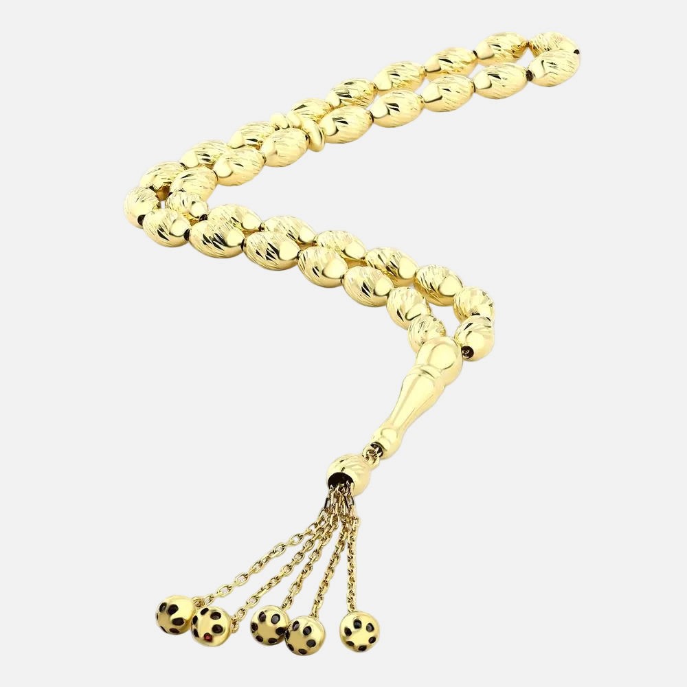 Assos Pırlanta Özel Tasarım Lüks İşlemeli Altın Tesbih Modeli