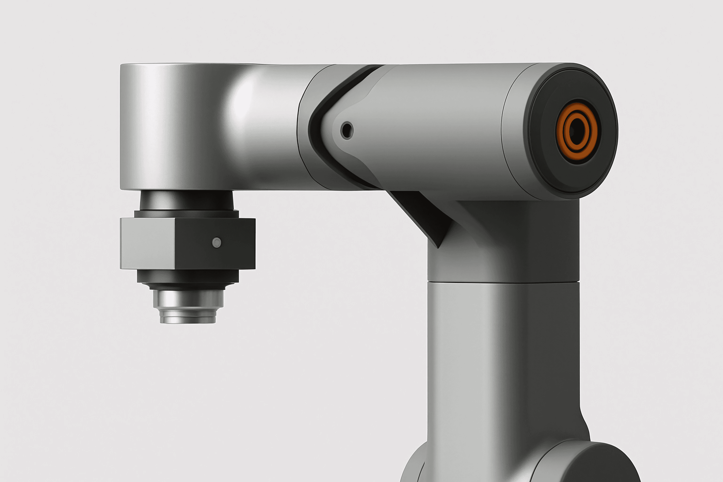 Close up of black industrial inspection device with cylindrical lens housing