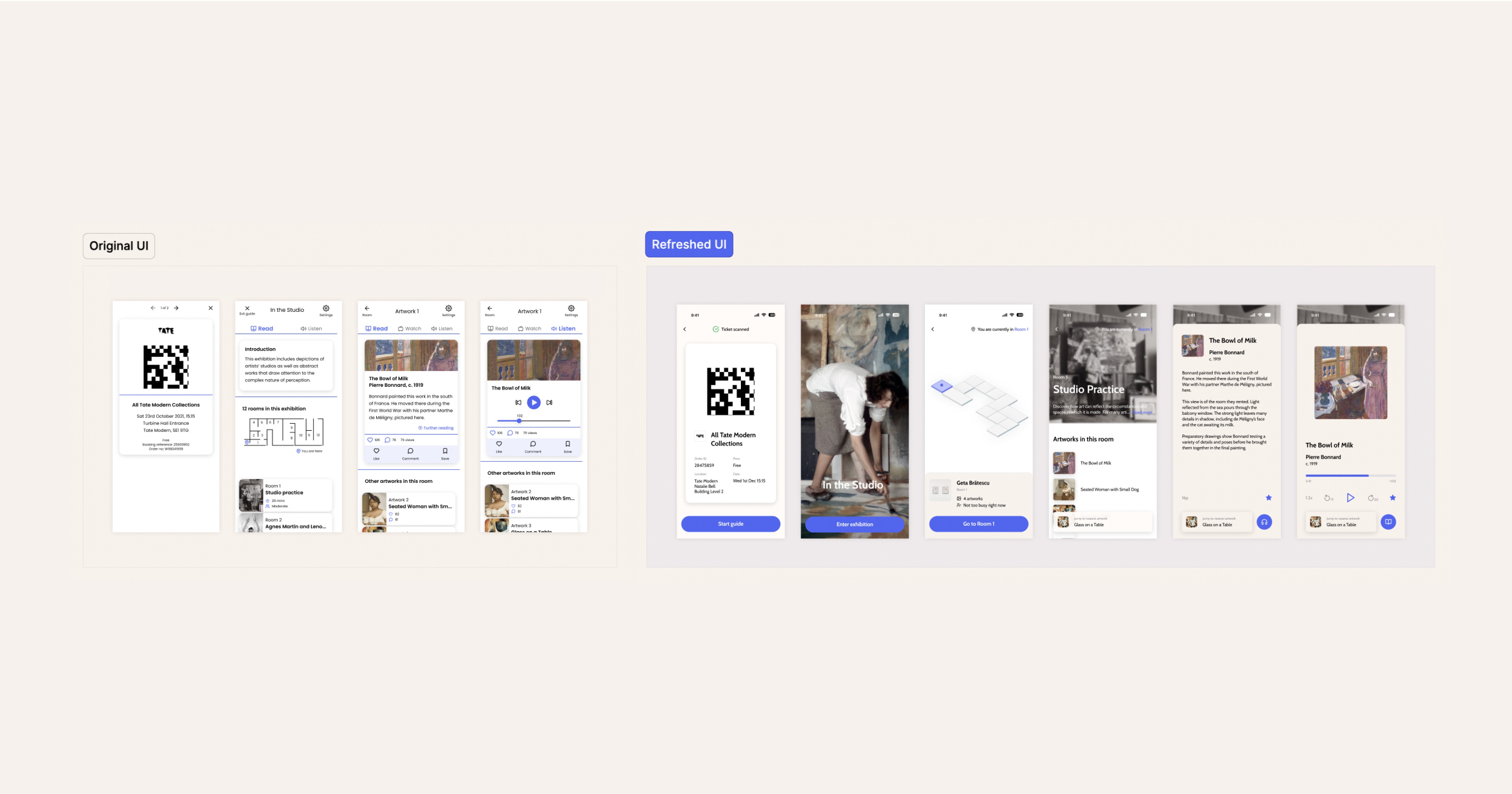 Art Guide UI Before and After