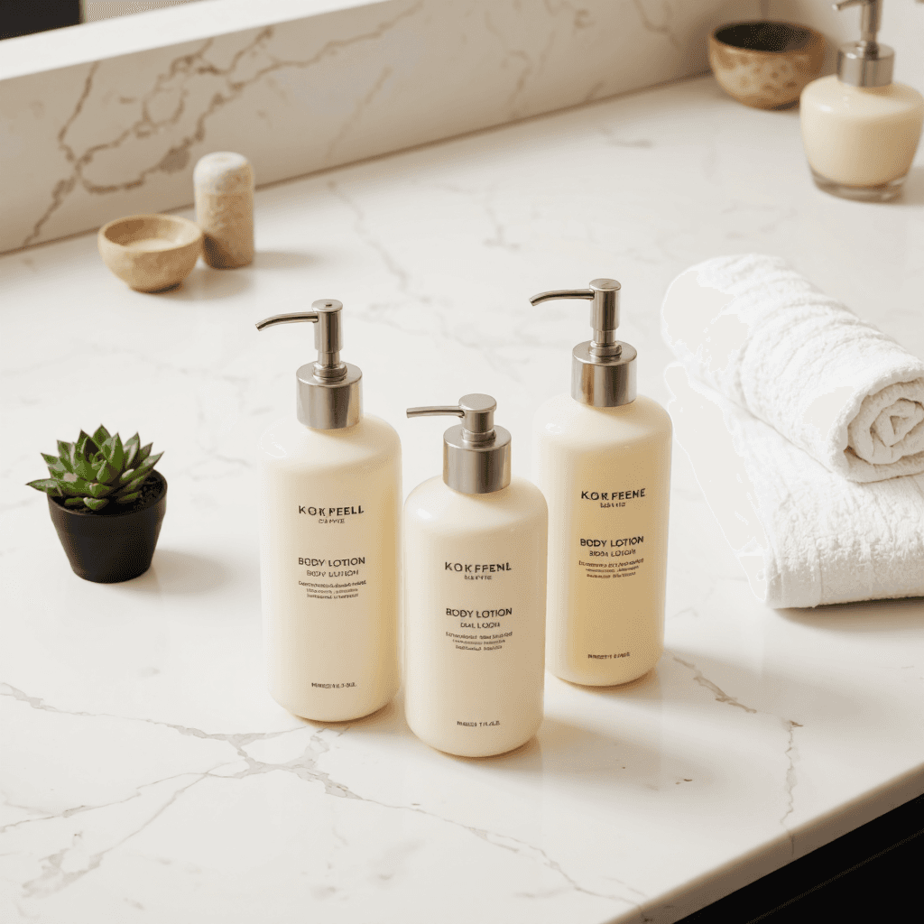 product photography of three bottles of body lotion