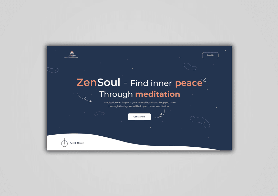 meditation website homepage section