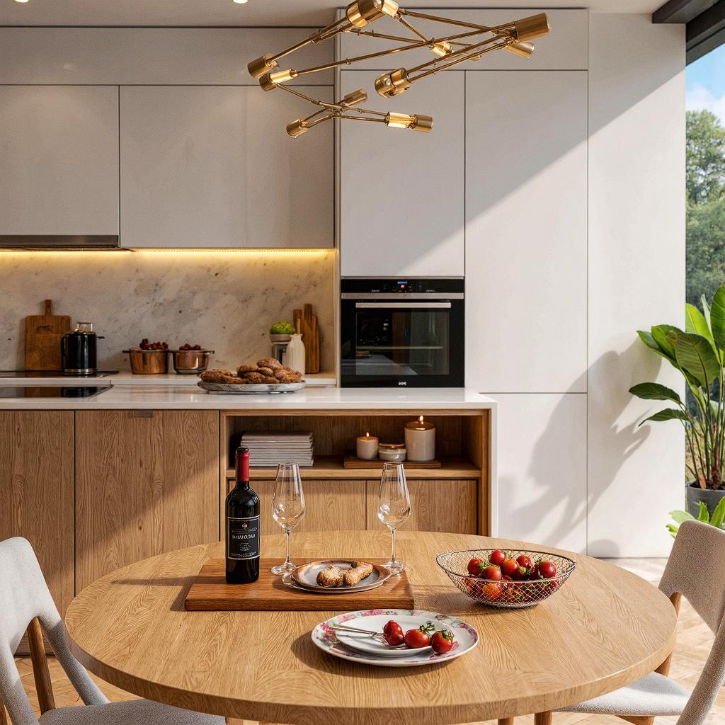 Clean kitchen with wooden flooring