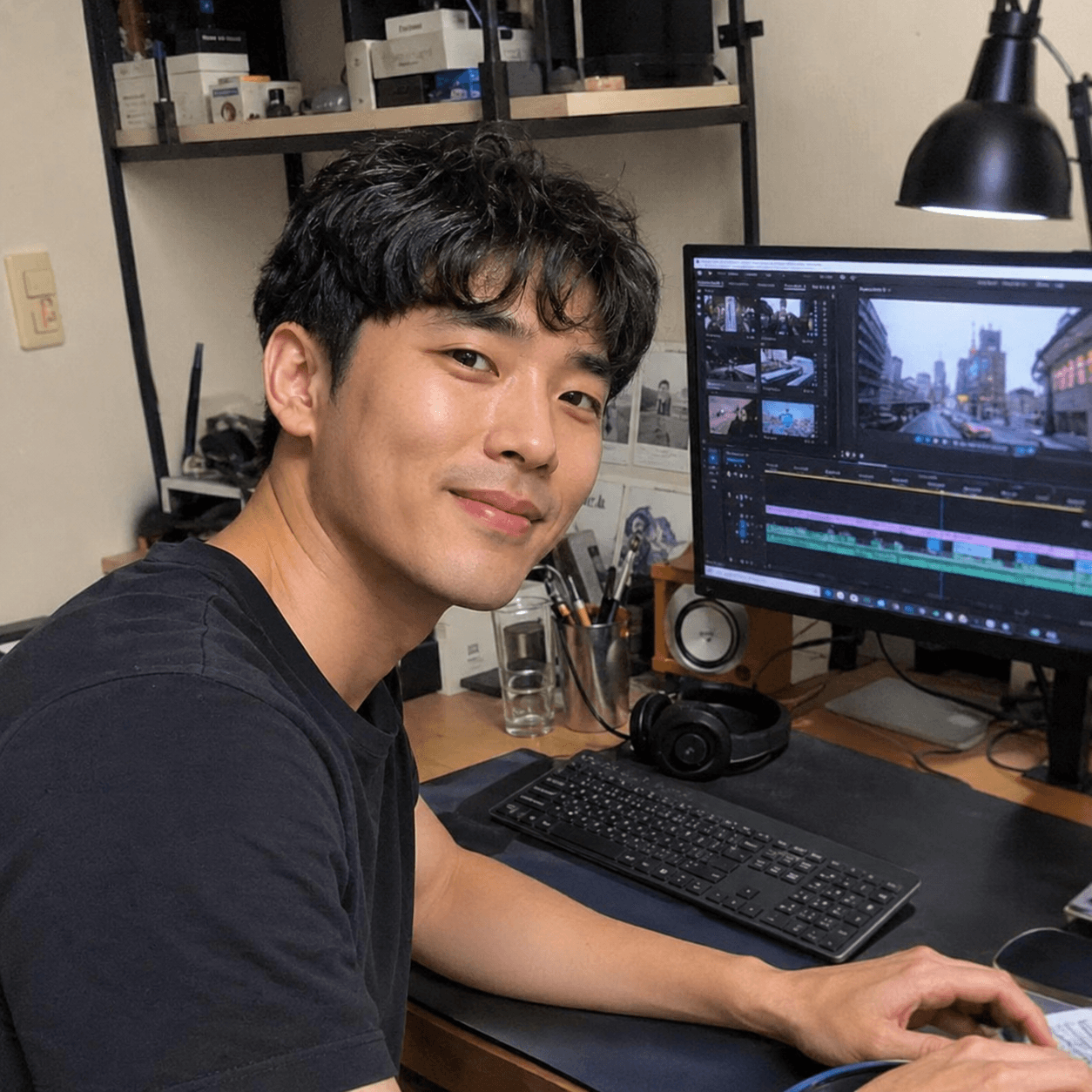 Young Asian man smiling