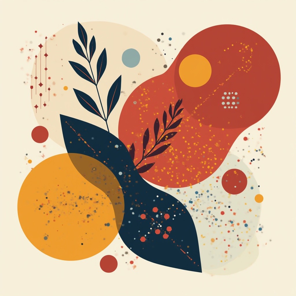 Bright, multi-shade vector graphics.